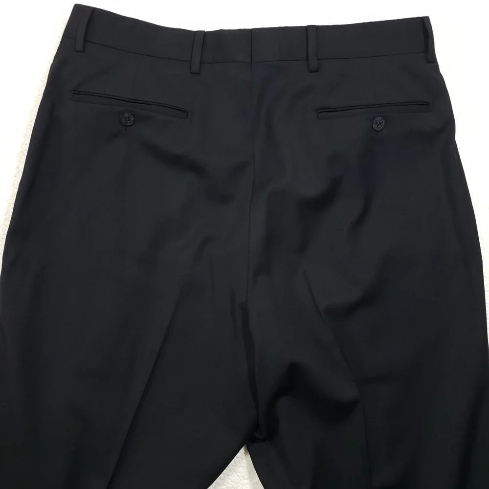 Ballin Elan Dress Pants Mens 34 Black Pure Wool Pleated Cuffed Made in Canada